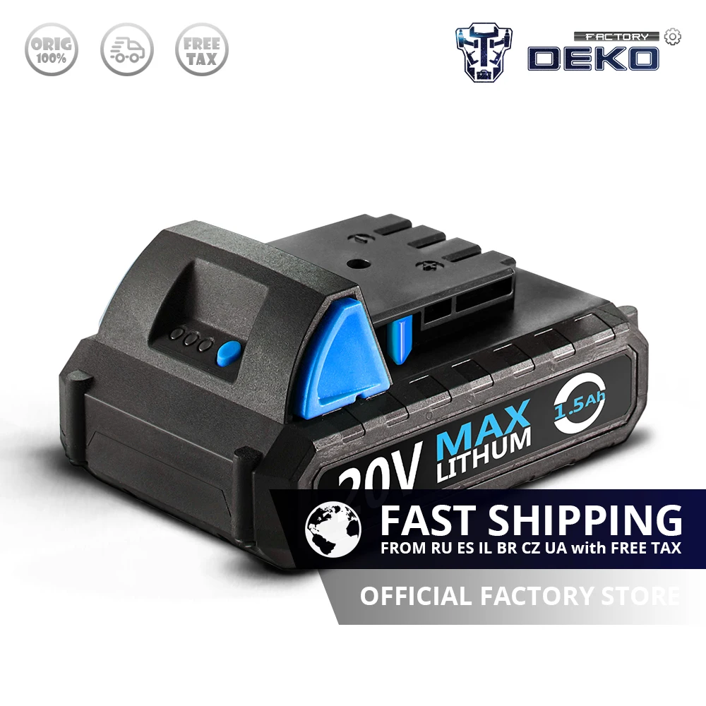 Специальное предложение DEKO Батарея 20V-B 20V MAX 1500 мАч комплект литий-ионный батарей для GCD20DU3 электрическая дрель