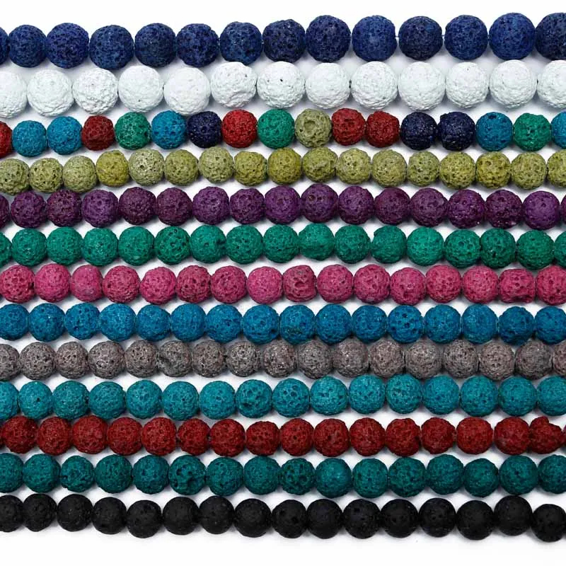 Новое поступление разноцветный камень из вулканической лавы круглые бусины