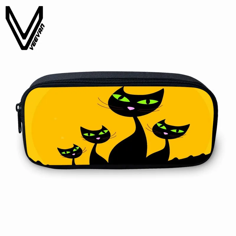 Veevanv 2018 Для женщин Женские Кошельки Прохладный Blck Cat Пенал 3D мультфильм печати