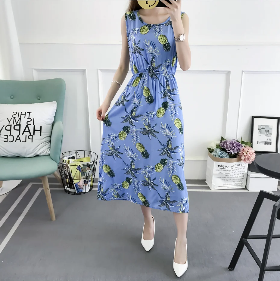 Женское платье на бретелях 2019 летнее женское с цветочным принтом элегантное