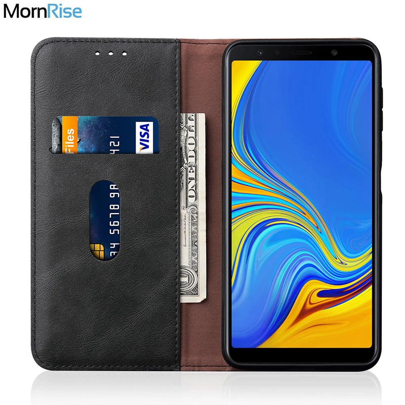 Роскошный тонкий кожаный чехол-книжка в стиле ретро для Samsung Galaxy A7 2018 A750