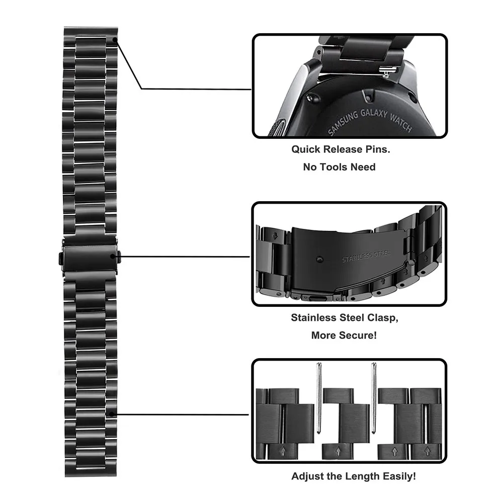 20 мм 22 натуральная телячья кожа + ремешок из нержавеющей стали для Samsung Galaxy Watch 42 46