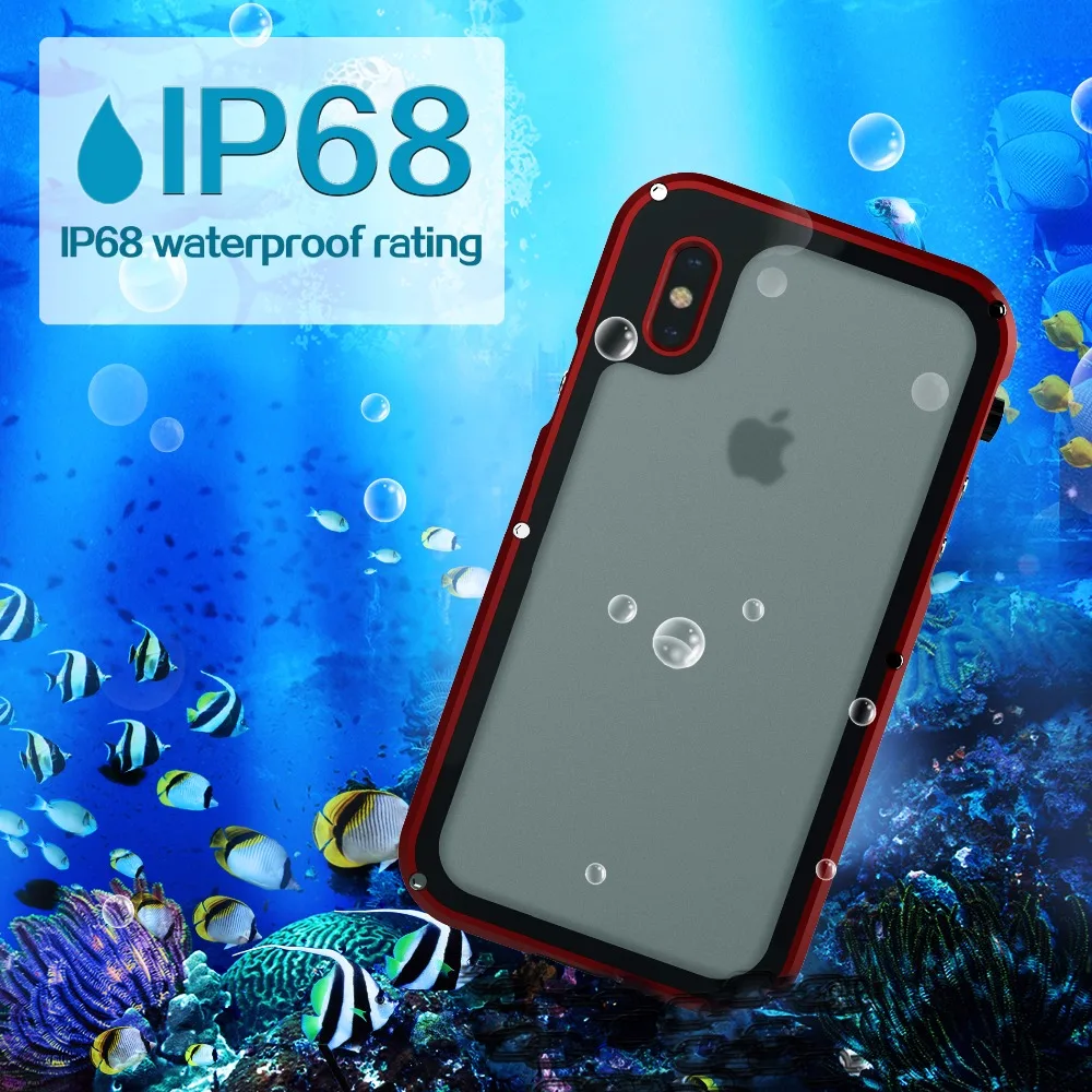 HAISSKY IP 68 водонепроницаемый чехол для телефона для Apple iPhone X 4 цвета противоударный грязеотталкивающий чехол для дайвинга для iPhone X Металлический Чехол