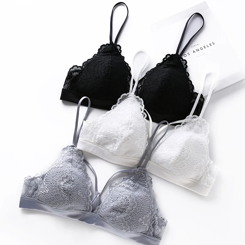 Треугольники Беспроводной Bralette комплект тонкий хлопок нижнее белье дышащее с