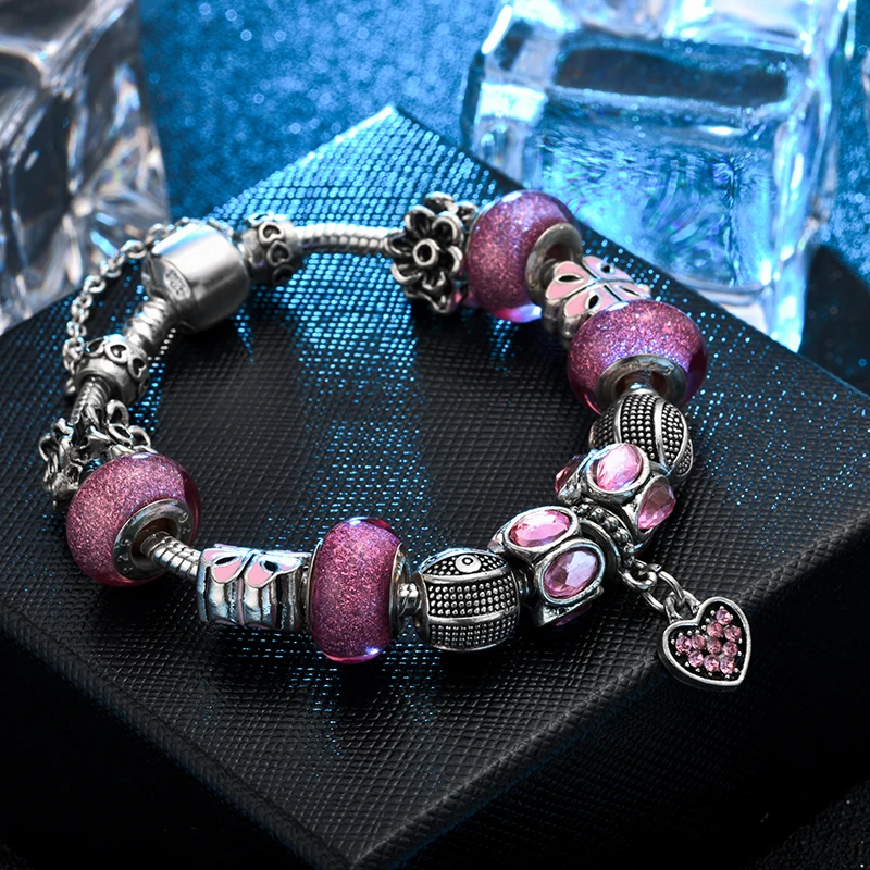 DEVOLOVE новый браслет и с розовый бисер Браслеты Pulsera изделия цепи змейки Прямая