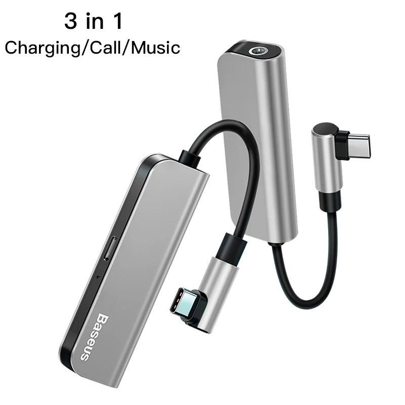 Sliver Baseus PD 18 Вт USB C OTG адаптер usb type C до 3,5 мм разъем type-c Aux аудио разъем для Xiaomi Mi 9 samsung S10 S9 USBC сплиттер - Цвет: Sliver