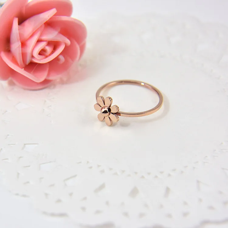 ZooMango простые лепестки подсолнуха титановое стальное кольцо милая розовая