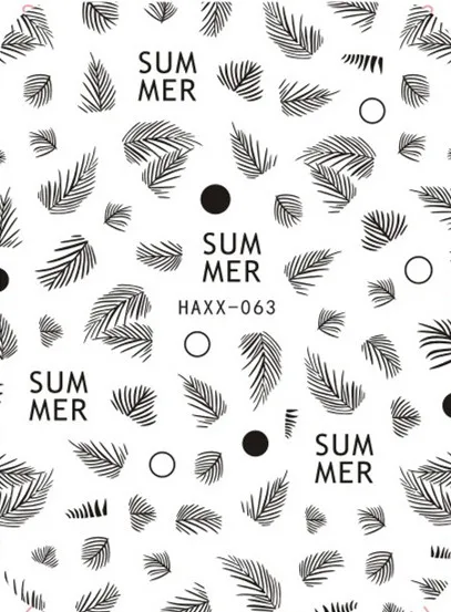 Новинка 3d наклейки для ногтей серии Haxx 63 64 65 с летними листьями рисунок сделай