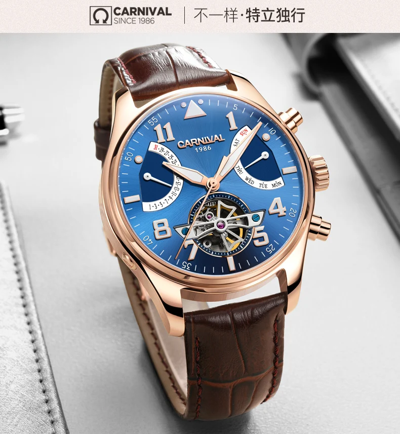 Карнавальный бренд tourbillon автоматические механические часы полностью стальные часы Роскошные мужские часы из натуральной кожи montre saati
