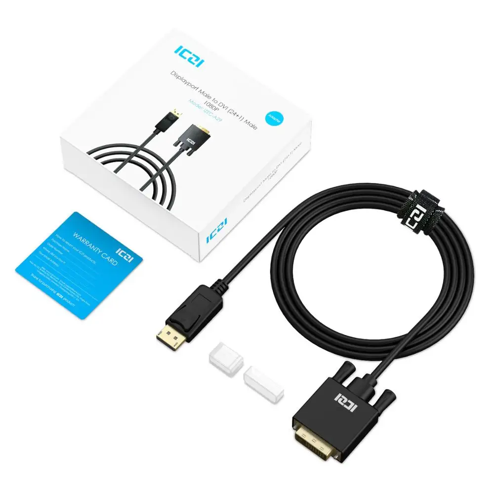 ICZI DisplayPort to DVI Cable 1.8m 3m DP Adapter Converter Male Gold-Plated Cord Black for Dell HP Lenovo etc |