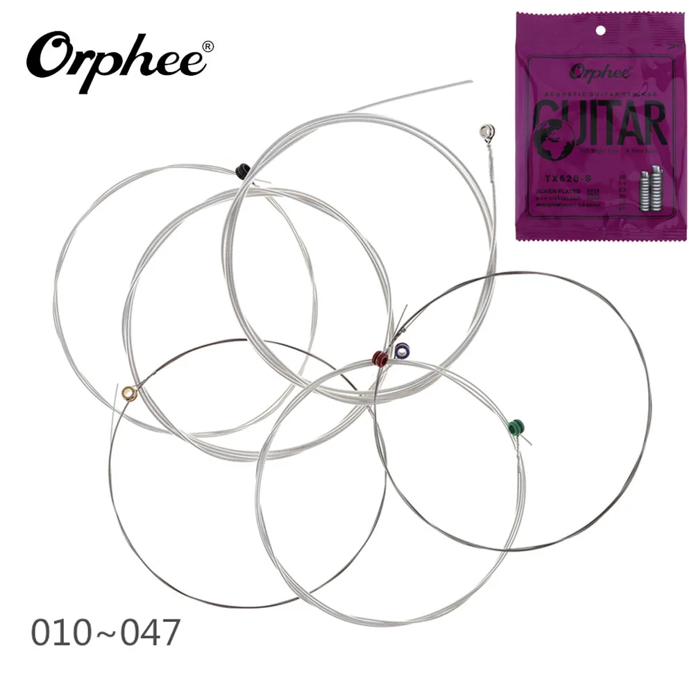 6 шт./компл. набор Акустических Гитарных Струн Orphee 010 047 посеребренный