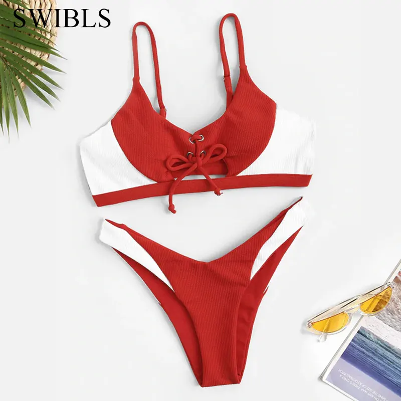 2019 женский купальник бикини красный цветочный сексуальный Бразильский