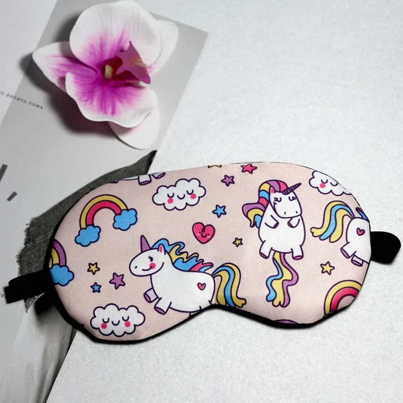 Light Purple Милый единорог, маска для сна, мультяшная повязка на глаза, мягкий чехол для девочки, подростка, путешествия, сон, тени для век, вечерние, подарок - Цвет: Light Purple
