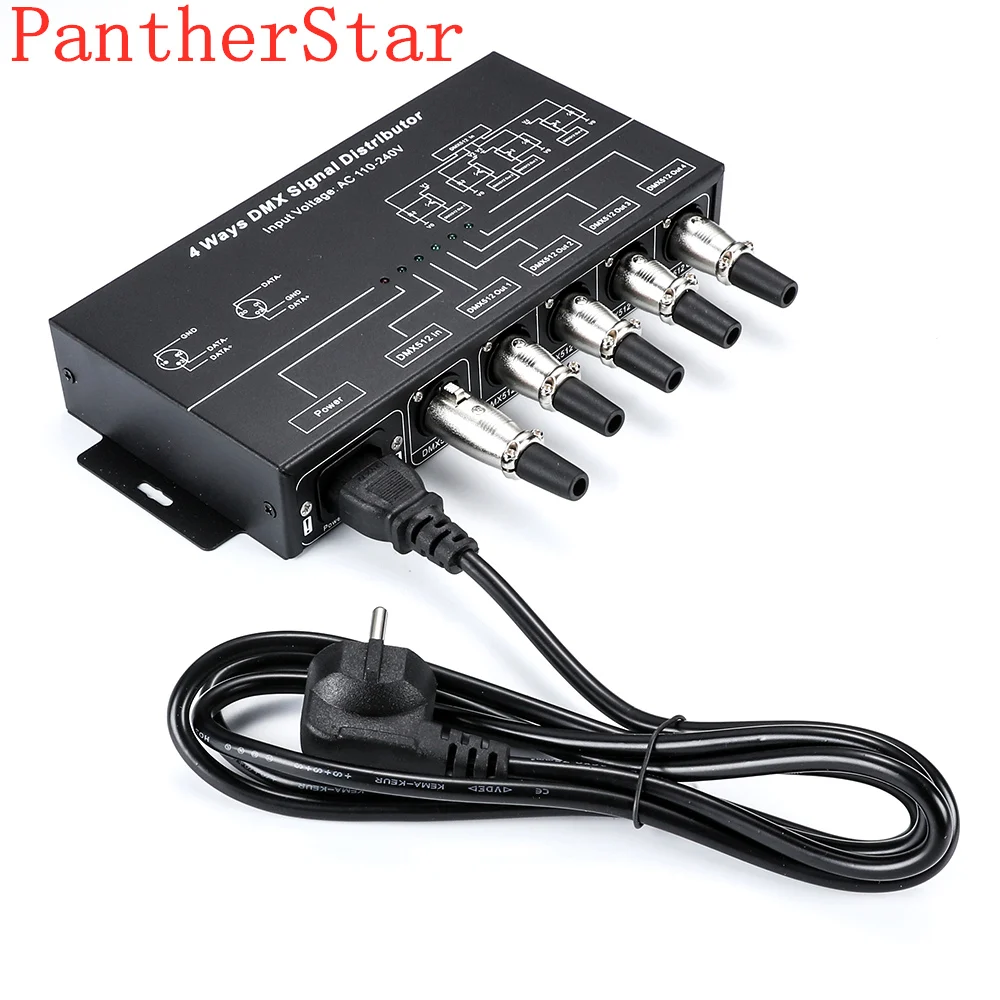 DMX124 AC100V 240V вход DMX512 сплиттер усилителя DMX ретранслятор сигнала 4CH 4 выходными