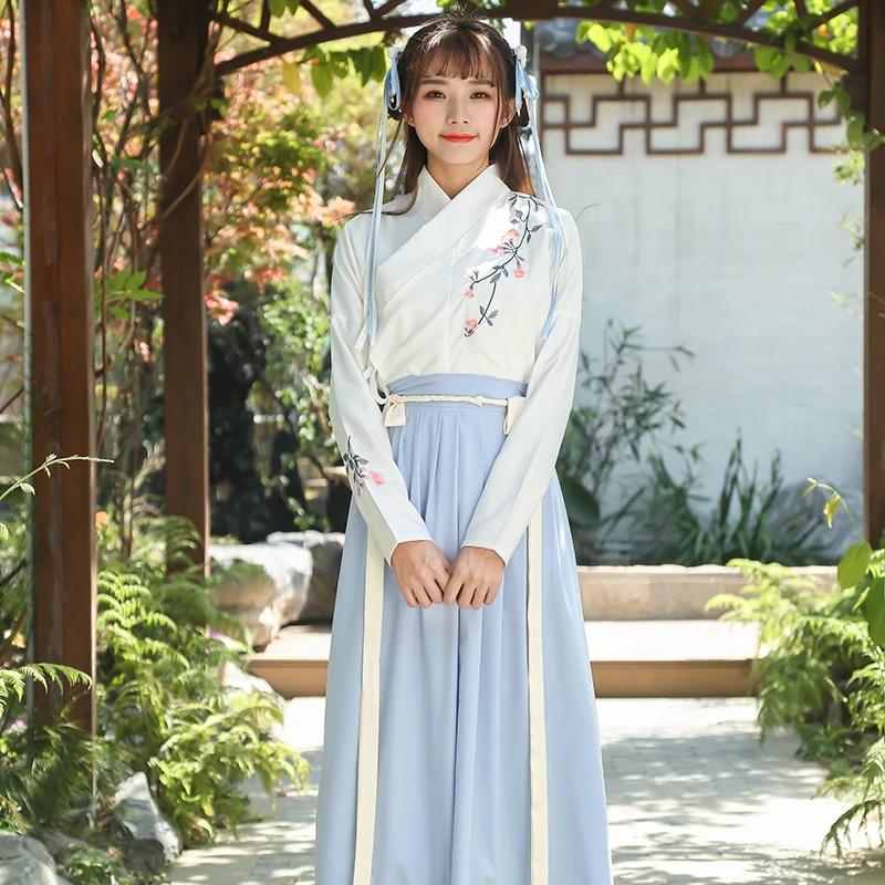 Hanfu National Tang Dynasty Costume Ancient Chinese Women Folk Dance Clothes Lady Traditional Stage Dress Show Outfit DNV10728 |