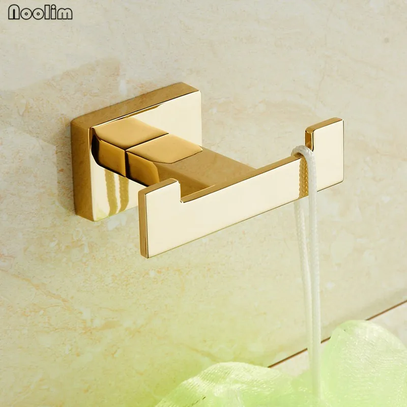 NOOLIM цинковый сплав Золотая двойная головка минималистичный настенный крючок для