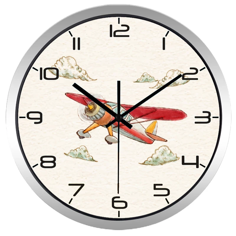 Модные популярные креативные бесшумные настенные часы в стиле ретро с рисунком