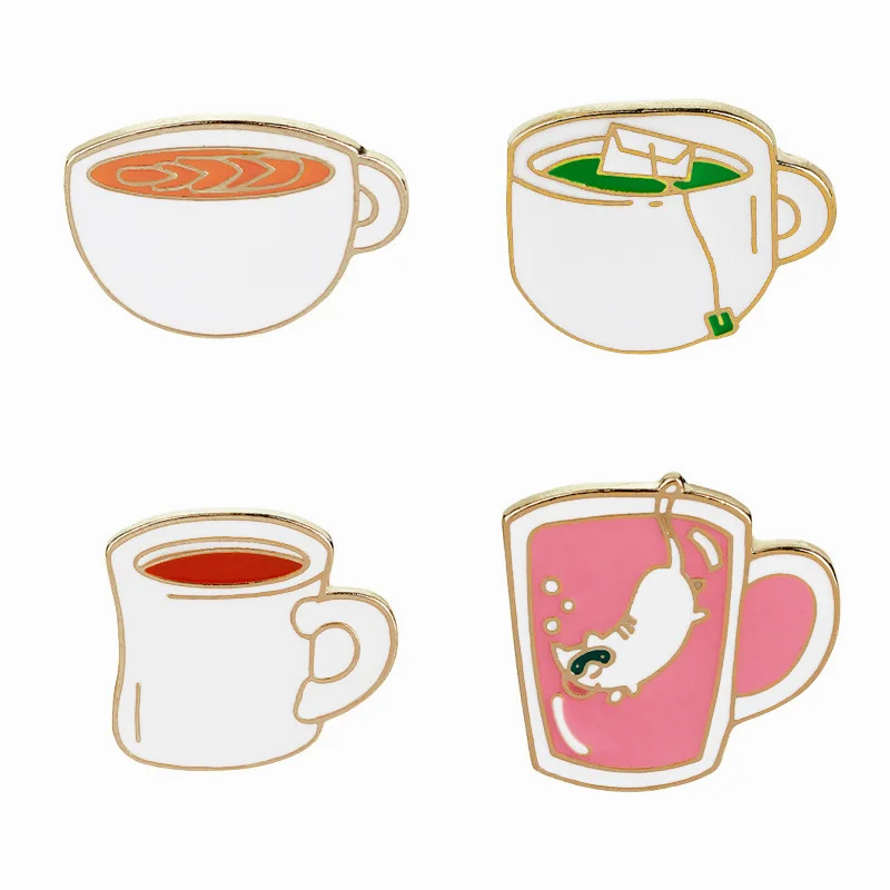Новая женская эмалированная брошь в виде зеленого чая и кофе|cup brooch|brooch designerdesigner
