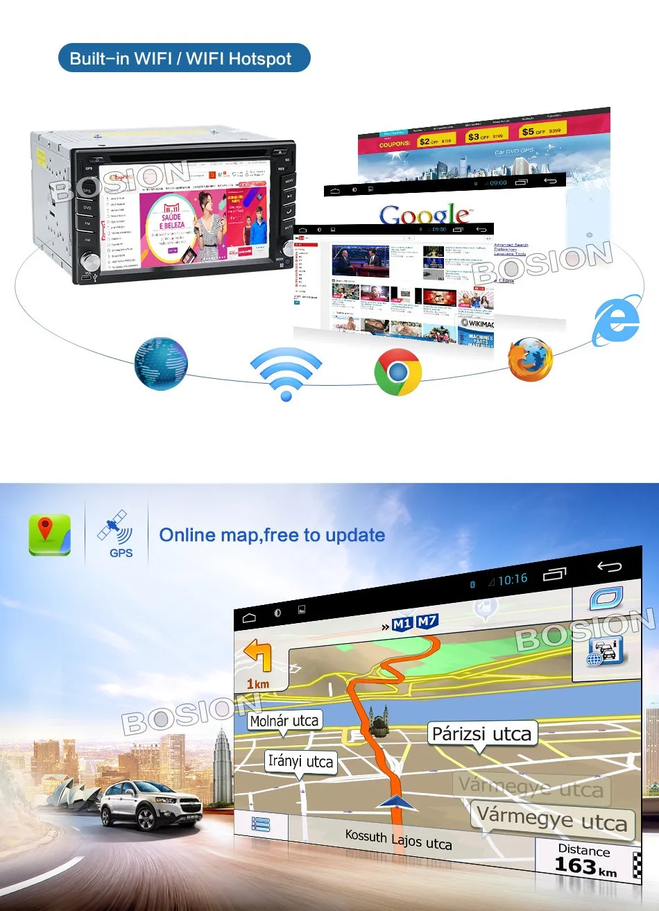 В тире Android 7 1 cpu двойной 2 Din Автомобильный Радио gps Навигация DVD плеер стерео
