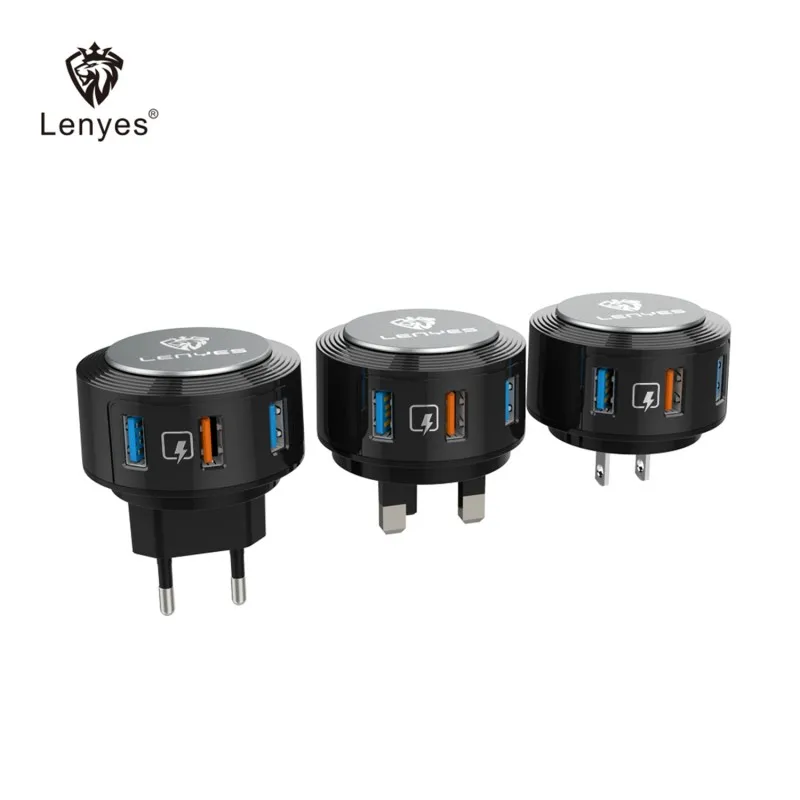 Lenyes абсолютно новое зарядное устройство 3 USB ЕС Великобритания США скорость зарядки адаптер для iPhone 7 8 Plus X XR XS Max samsung S10 28W зарядное устройство s DHL бесплатно