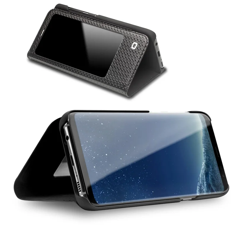 QIALINO, модный флип-чехол для samsung Galaxy S8& S8 Plus, роскошный чехол ручной работы из натуральной кожи для samsung S8 5,6/6,1 дюймов