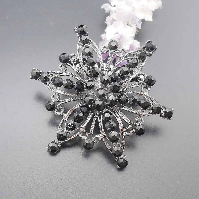 Большая черная Винтажная Брошь Стразы с металлическим покрытием артикул: