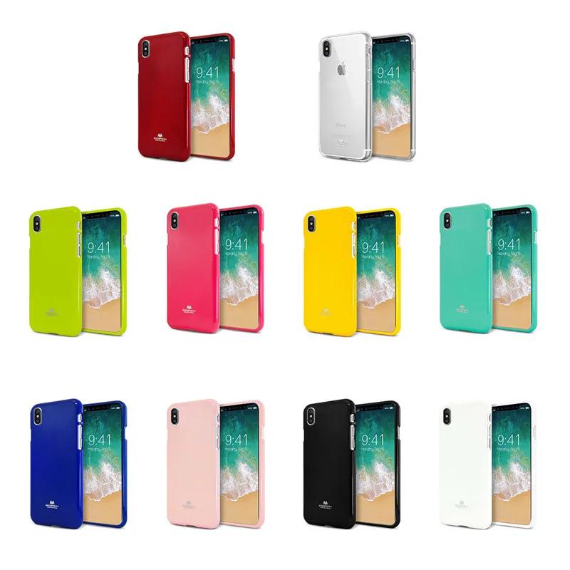 Mercury Goospery для iPhone X XS Max XR 6 S 7 7Plus 6Plus 8 8Plus цветной прозрачный гибкий Блестящий Мягкий