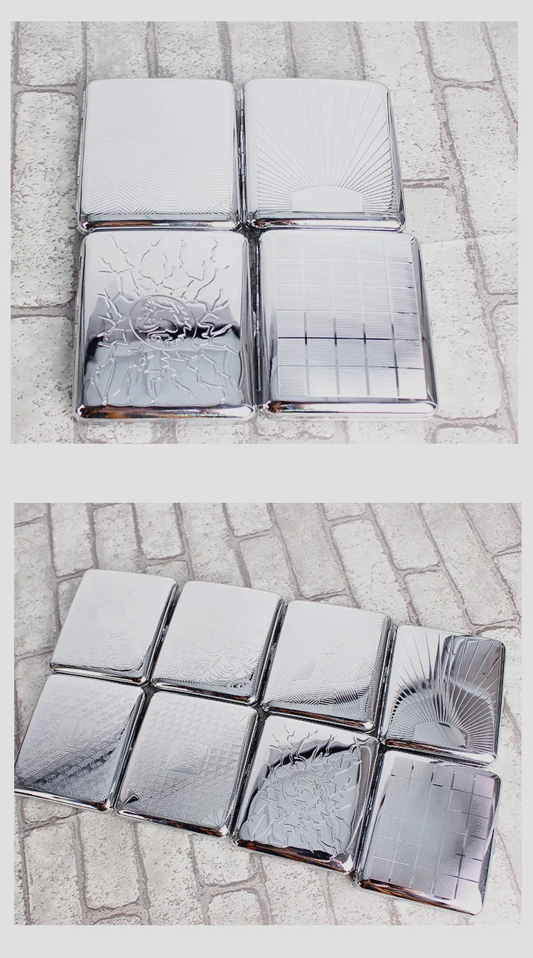 slim Silver Polish Flower Engrave Cigarette Case Box Portable 16 Tobacco Storage case Container metal Holder box Cases | Дом и сад