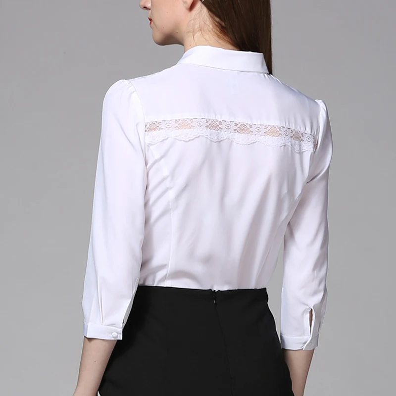 Новая женская рубашка блузка с отложным воротником модная кружевная в стиле