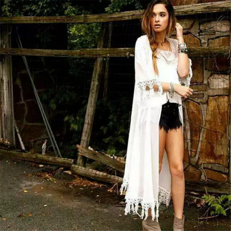 Пляжное платье сексуальная накидка шифоновое бикини кафтан парео Женская туника