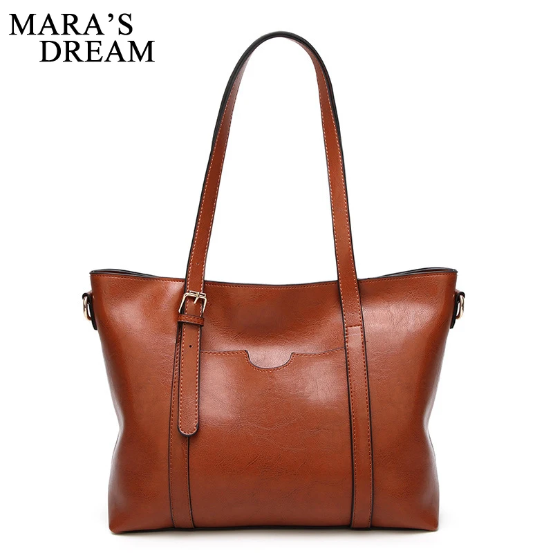 Mara's Dream 2018 Ladies Handbags Famous Bags Women Fashion Black PU Oil Leather Solid Color Shoulder Bag | Багаж и сумки