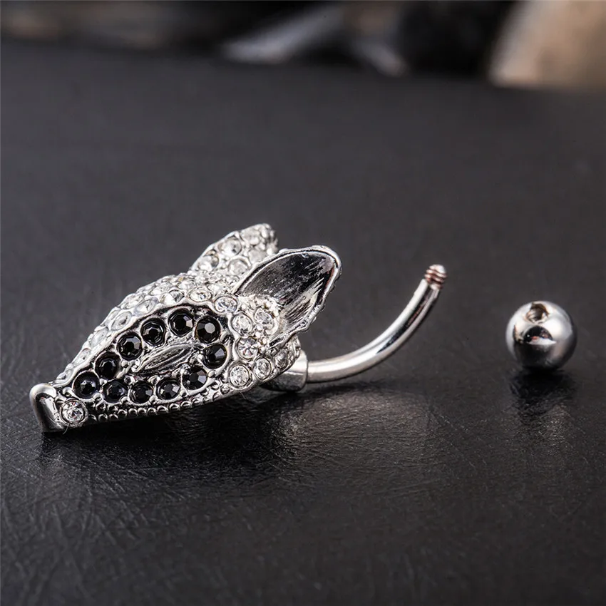 2019 Коктейльные Вечерние лиса пупка кольца из белого золота-Цвет женская