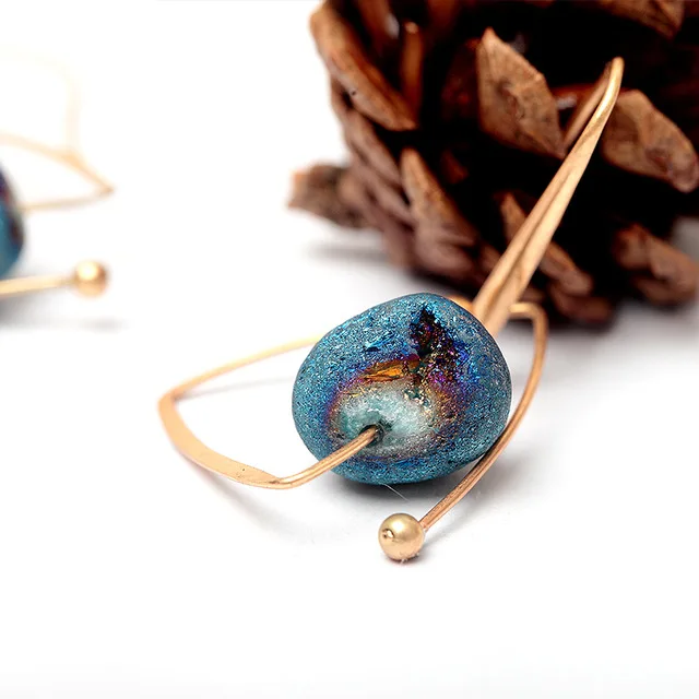 Романтический Для женщин синий Натуральный камень Серьги Винтаж золото