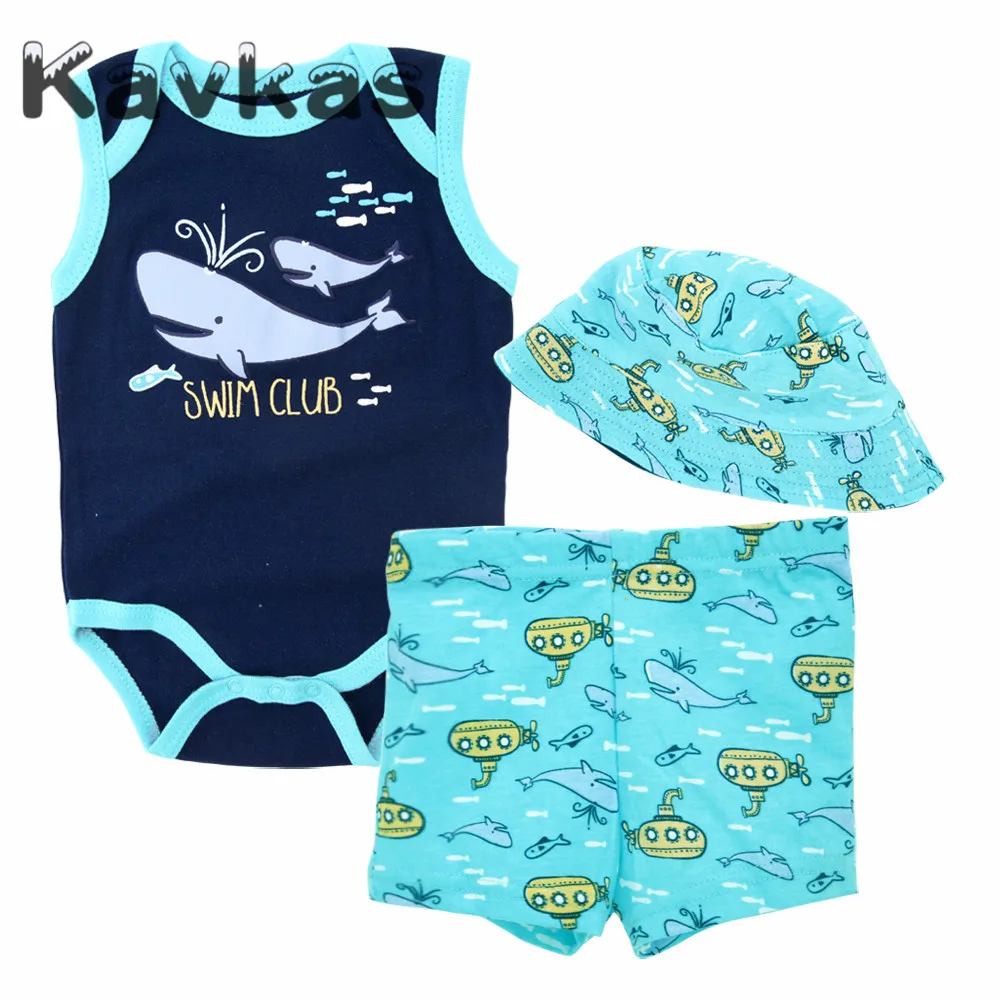 TZ6085 Kavkas/комплект летней одежды для малышей, короткий рукав, хлопок, мультяшный дизайн, детские комбинезоны, Одежда для новорожденных, боди+ штаны+ шапочка/обувь - Цвет: TZ6085