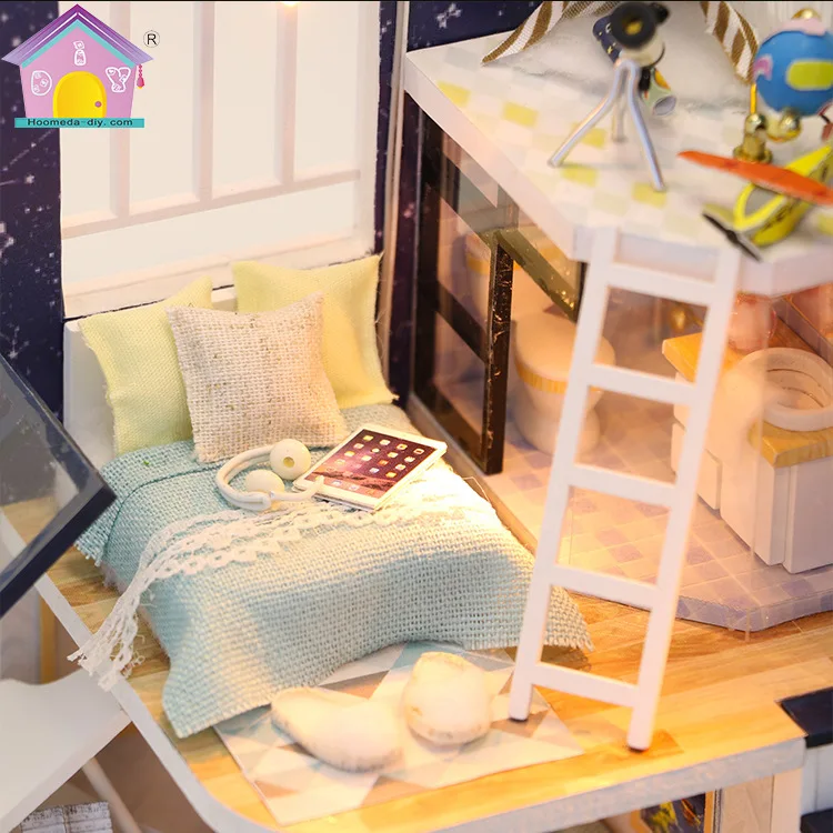 Миниатюрный Diy музыкальная шкатулка для кукольного домика Новый 3D деревянная