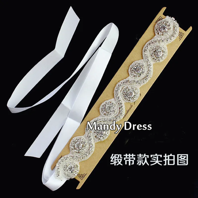 Mandy 2016 Wedding Accessories Appliqued Artificial Diamonds Handmade Manual Cutting Wavy Soft Yarn or Satin Belts | Свадьбы и