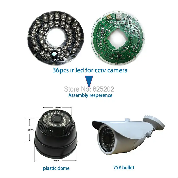 Высококачественные 36 шт. ИК-светодиодов для водонепроницаемой купольной камеры