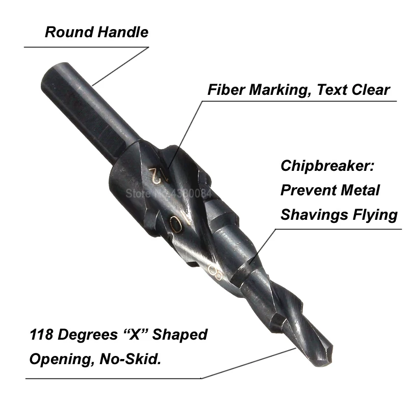1 шт. 4-12 мм нитрированные черные спиральные рифленые ступенчатые сверла