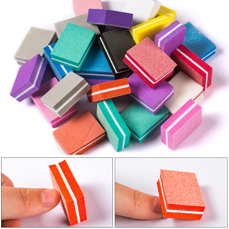 

Double-sided Mini Nail File Set Blocks Colorful Sponge Nail Polish Accessories Tool Washable Emery Board Professional Manicure