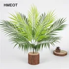 Искусственная Пальма HMEOT, зеленые листья растений, пластиковые горшечные листья бонсай, украшения для сада, отеля, дома, свадьбы