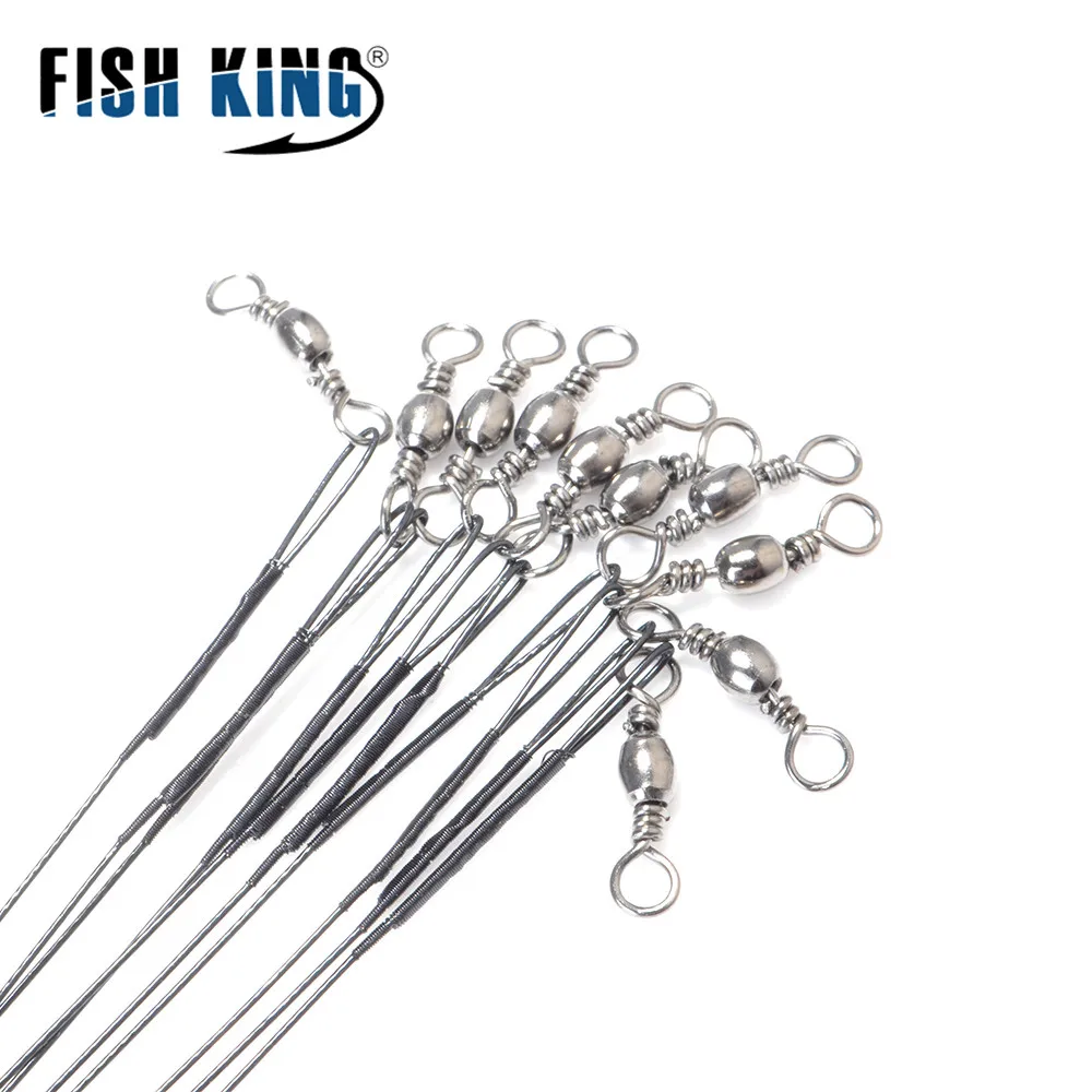 FISH KING 10 шт./лот стальной рыболовный провод лидер с поворотом 15 см/20 см/25 см/30 см