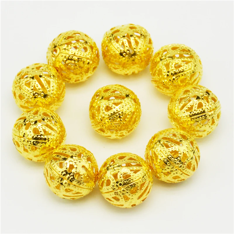 Круглые металлические бусины шармы с отверстиями 4/6/8/10/12/14/16/18 мм|beads charms|round ballhollow