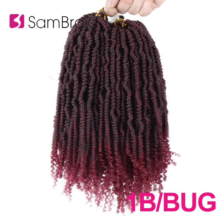 SAMBRAID прямо Весна Твист волос крючком косы искусственные локоны в стиле Crochet волос синтетические волосы страсть завивка, плетение волос для наращивания - Цвет: T1B/бордовый