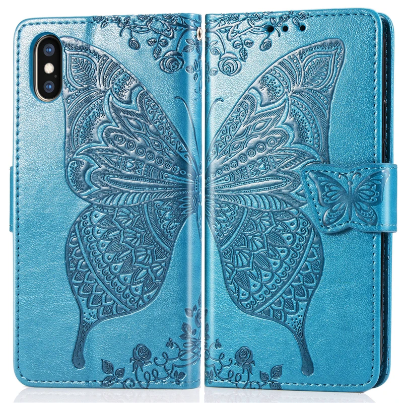 Роскошный чехол-бумажник с объемным цветком для iPhone 11 Pro Max X XR XS Max чехол-бабочка чехол s для iPhone 6 6s 7 8 plus 10 11 Pro max чехол