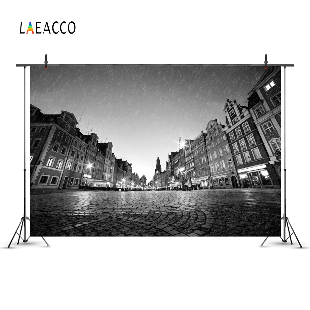Laeacco City уличные здания Сумерки дождь свет живописные фотографии фоны