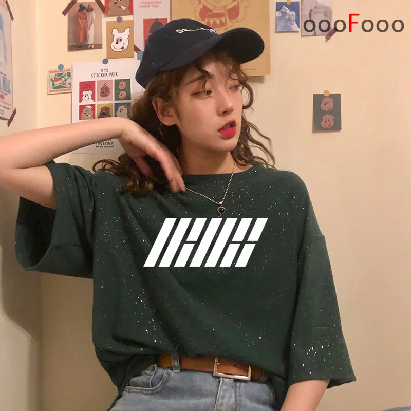 ikon-green Got7 mamamoo, женская футболка для женщин, черная, розовая, exo, женская футболка, ikon nct seventeen, футболка для детей, супер junior loona twice txt - Цвет: ikon-green