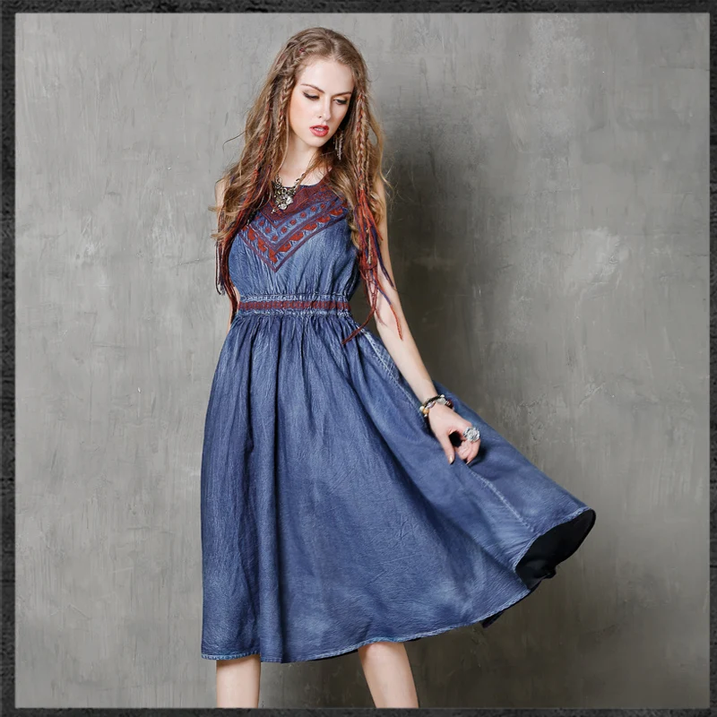 Женское приталенное платье в стиле ретро Ковбойское винтажное с широкой юбкой