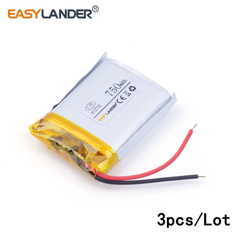 3 шт./лот 750 мАч 802735 7 В литий ионная полимерная аккумуляторная батарея для камеры