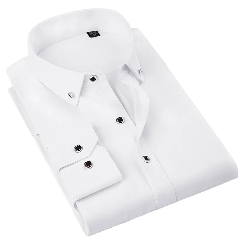 Рубашка мужская с длинными рукавами повседневная сорочка Slim Fit в деловом стиле на