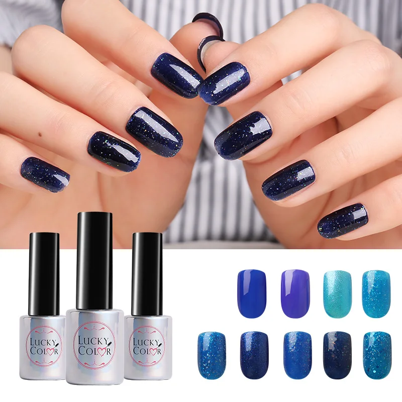 УФ-Гель-лак Lucky color Blue Sky Diamond для дизайна ногтей, впитывающий Гель-лак, светодиодный лак, долговечный, 10 мл, бутылка, 9 цветов